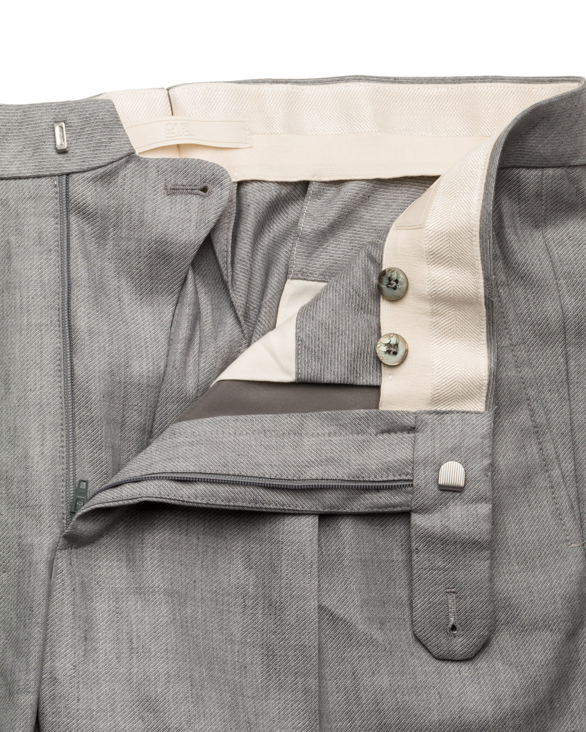 Linen Wool Trousers Relaxed Fit Pleated