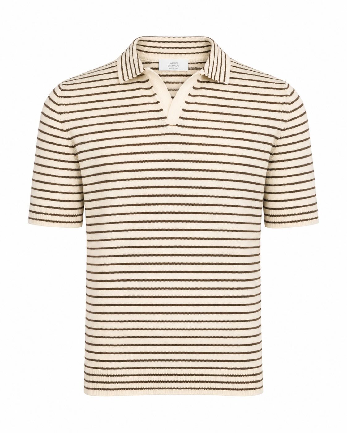 Strickpolo mit Streifen und kubanischem Kragen Slim Fit