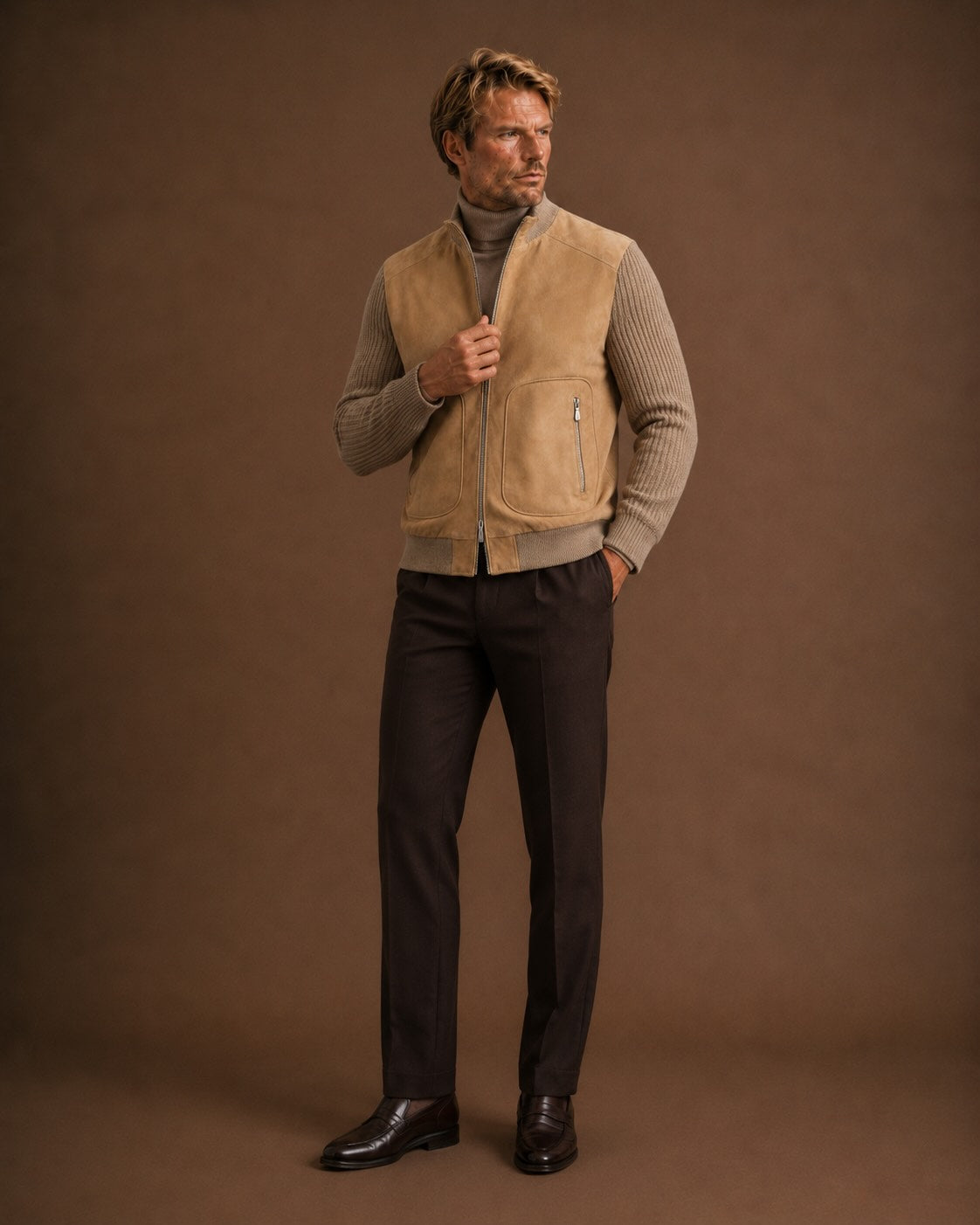 Veloursleder-Blouson aus Ziegenleder