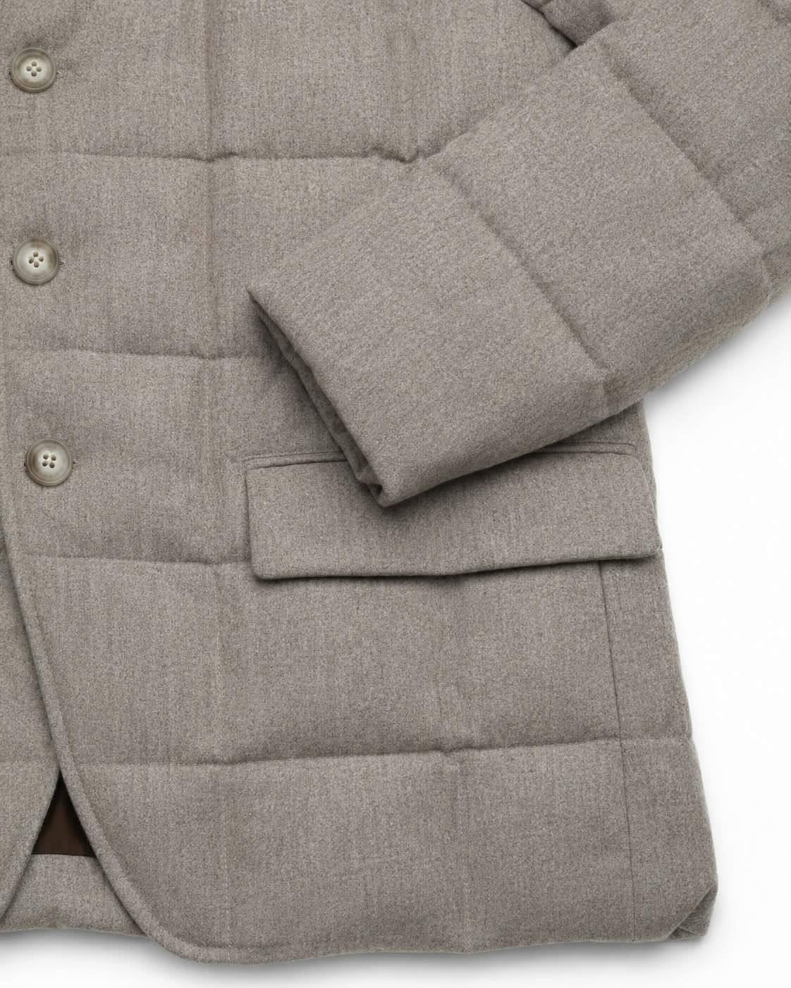 Virgin wool stand-up collar jacket with down filling