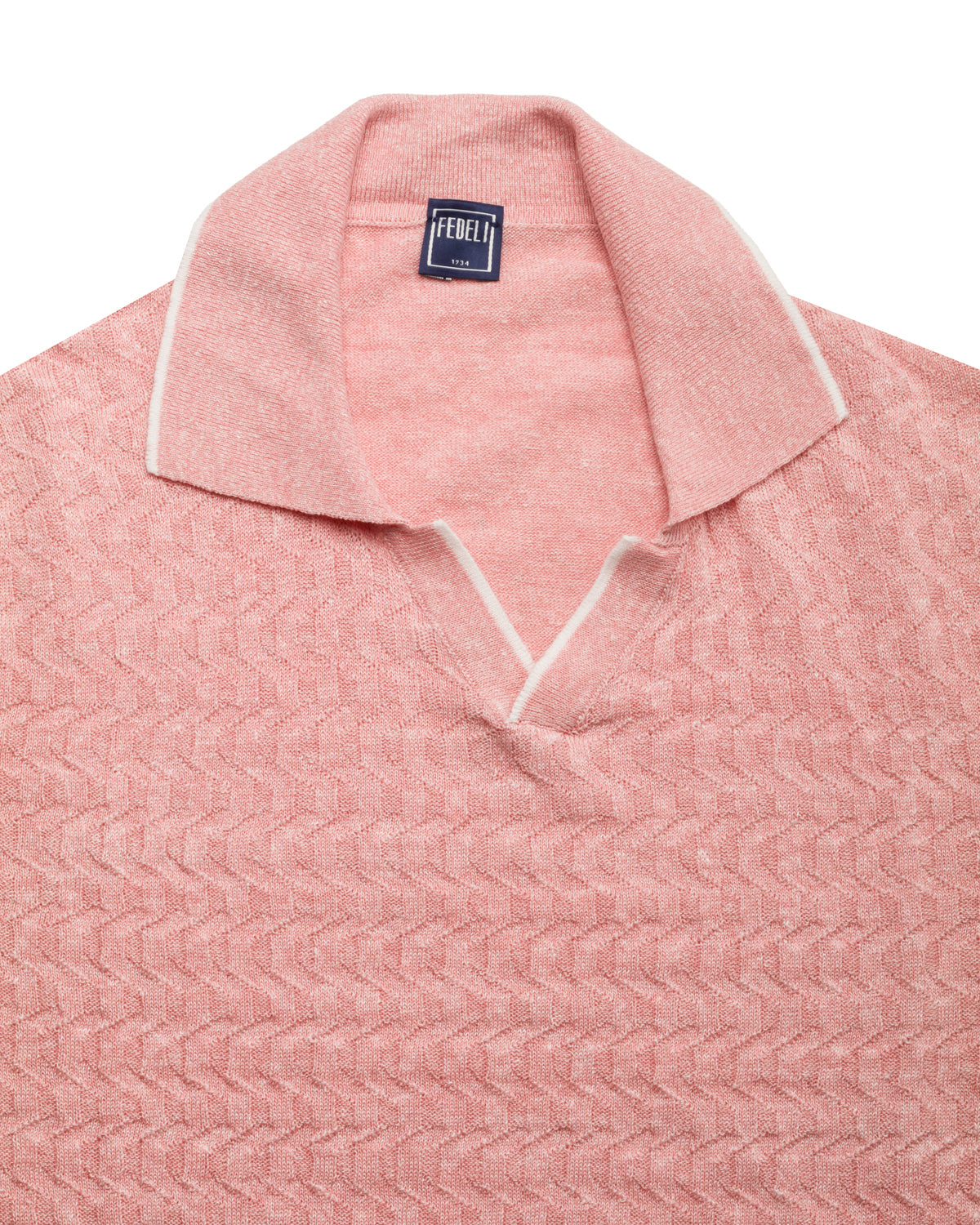 Knit polo shirt, linen cotton, slim fit with Cuban collar