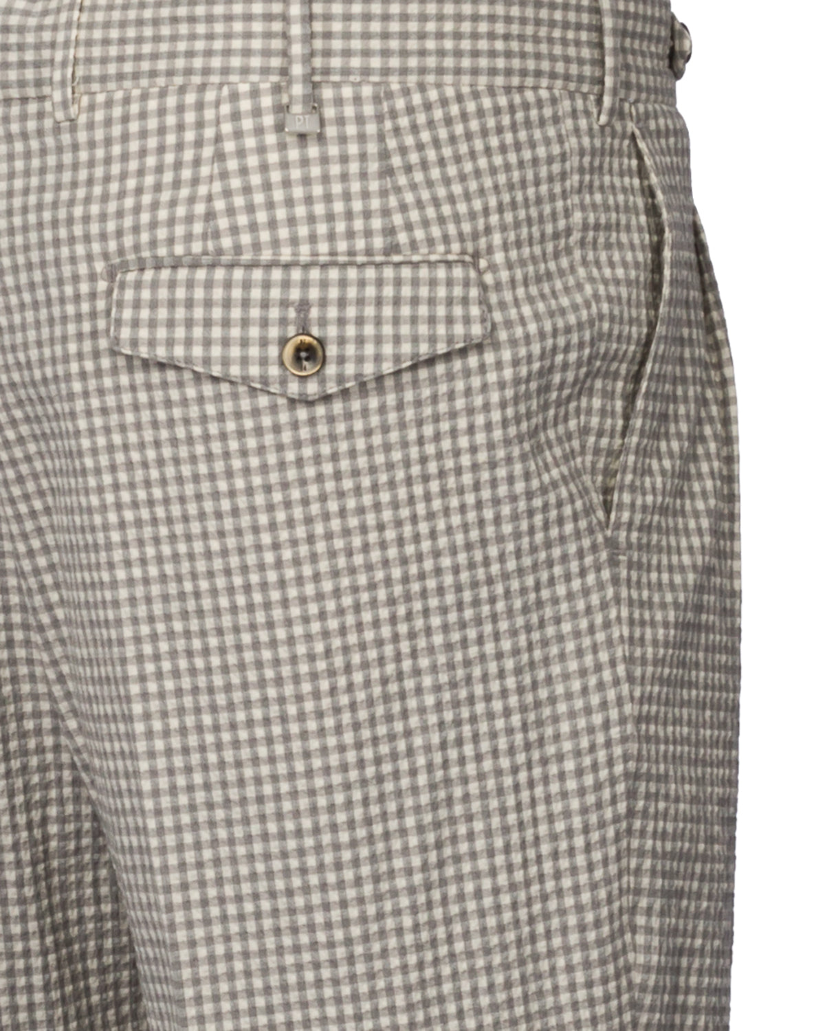 Seersucker Hose Gingham Relaxed Slim Fit Cropped