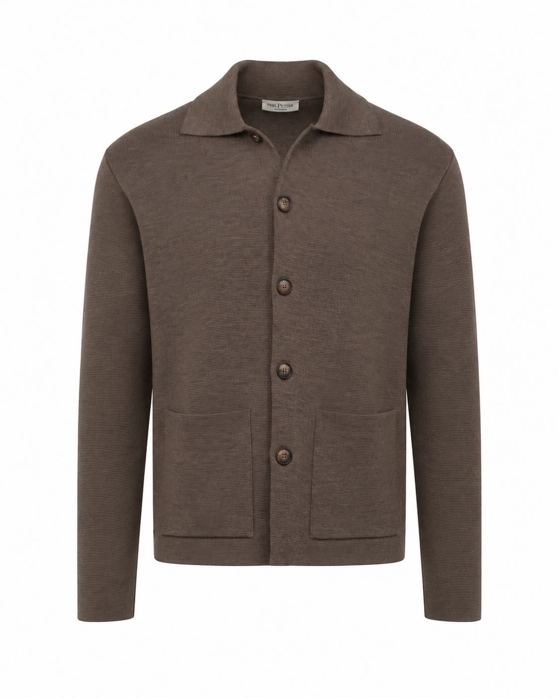 Braunes Strick-Overshirt aus Wolle