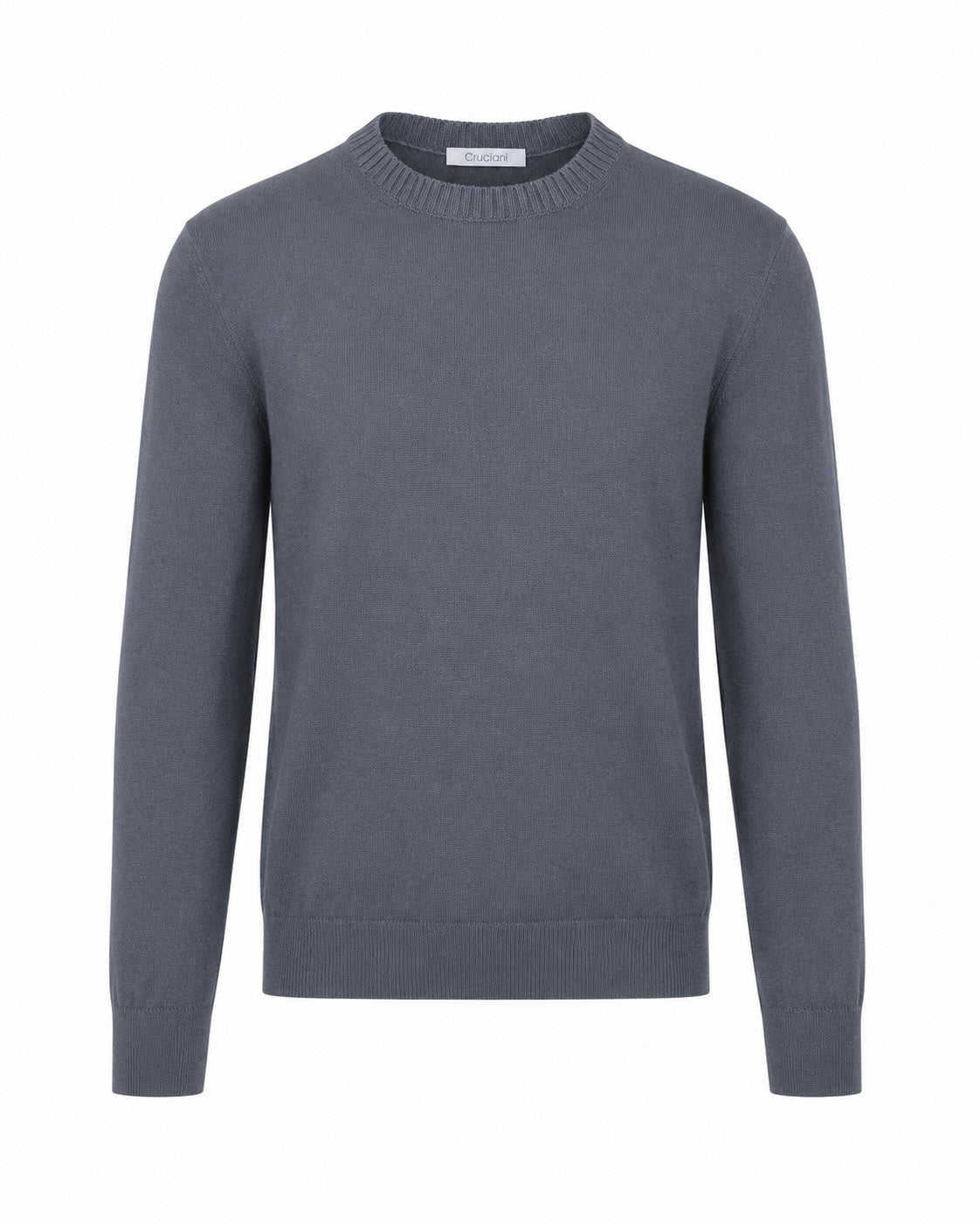 Feinstrick-Rundhalspullover aus Wolle im Slim Fit