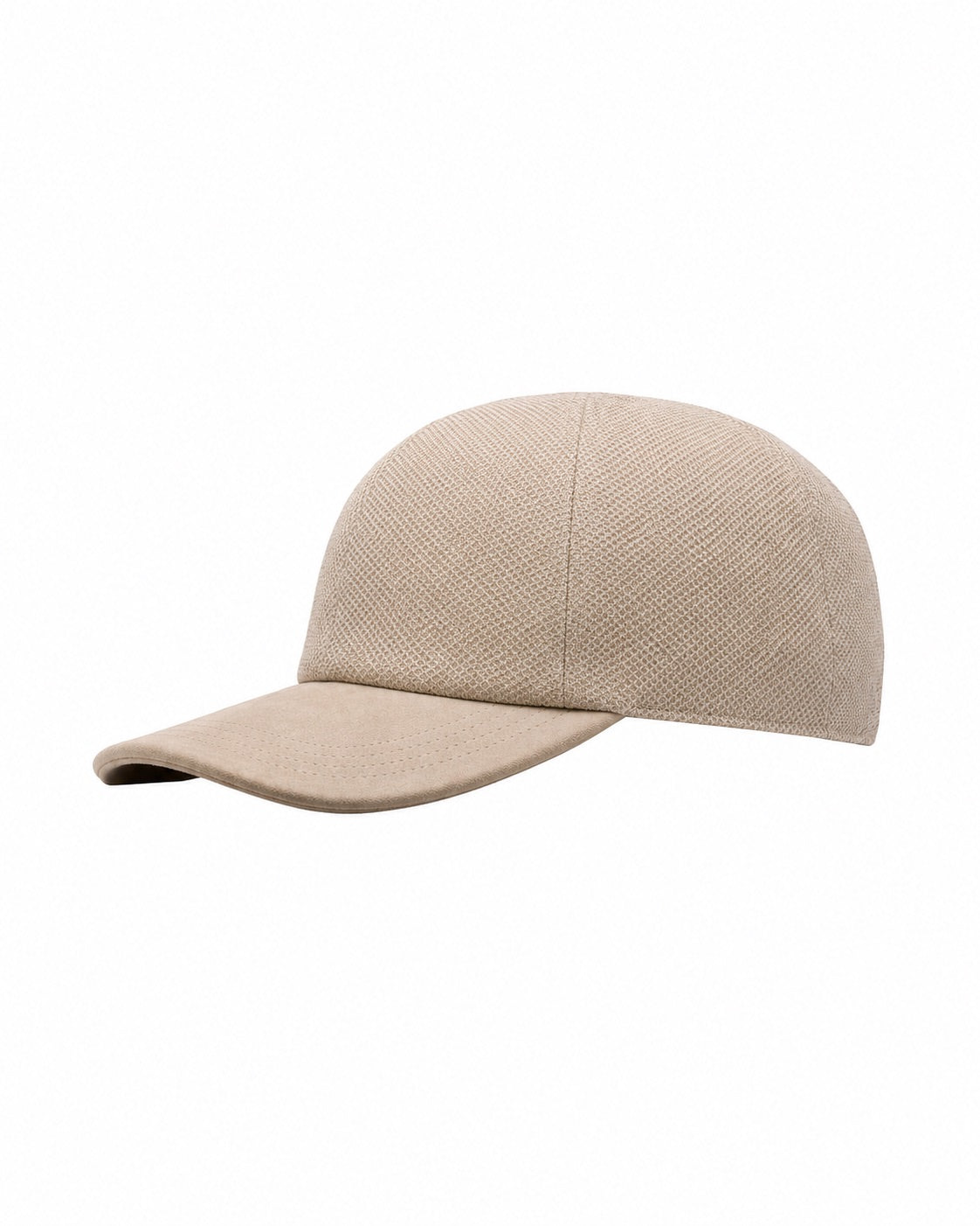 Linen-silk baseball cap with leather details