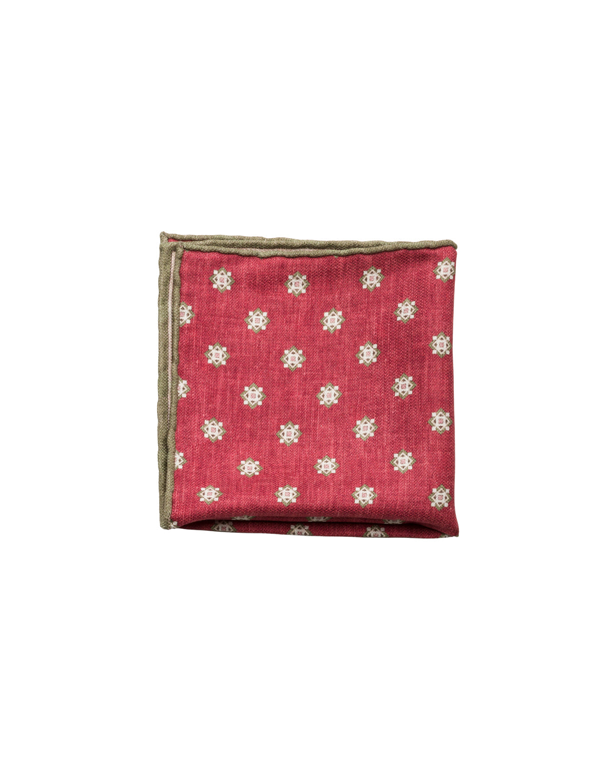 Silk pocket square, double-sided, hand-rolled, olive