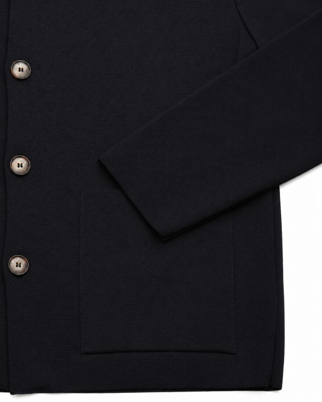 Dunkelblaues Strick-Overshirt aus Wolle