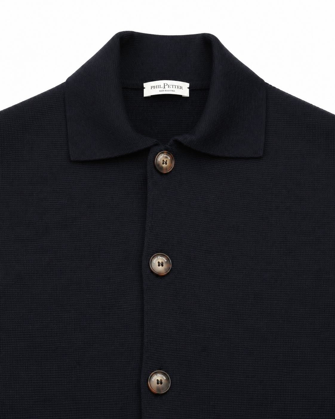 Dunkelblaues Strick-Overshirt aus Wolle