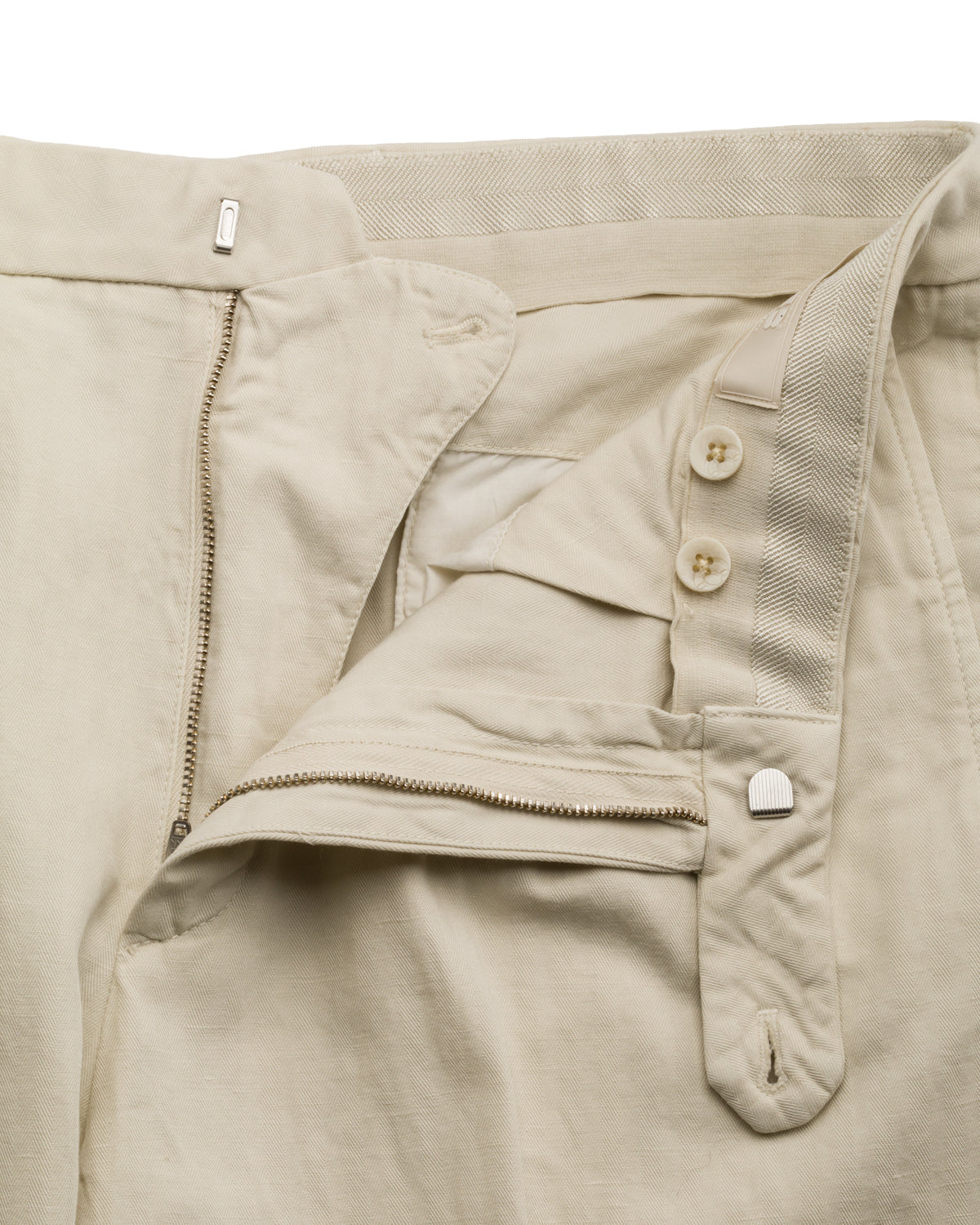 Luca Cropped Trousers Cotton Linen Herringbone Relaxed Slim