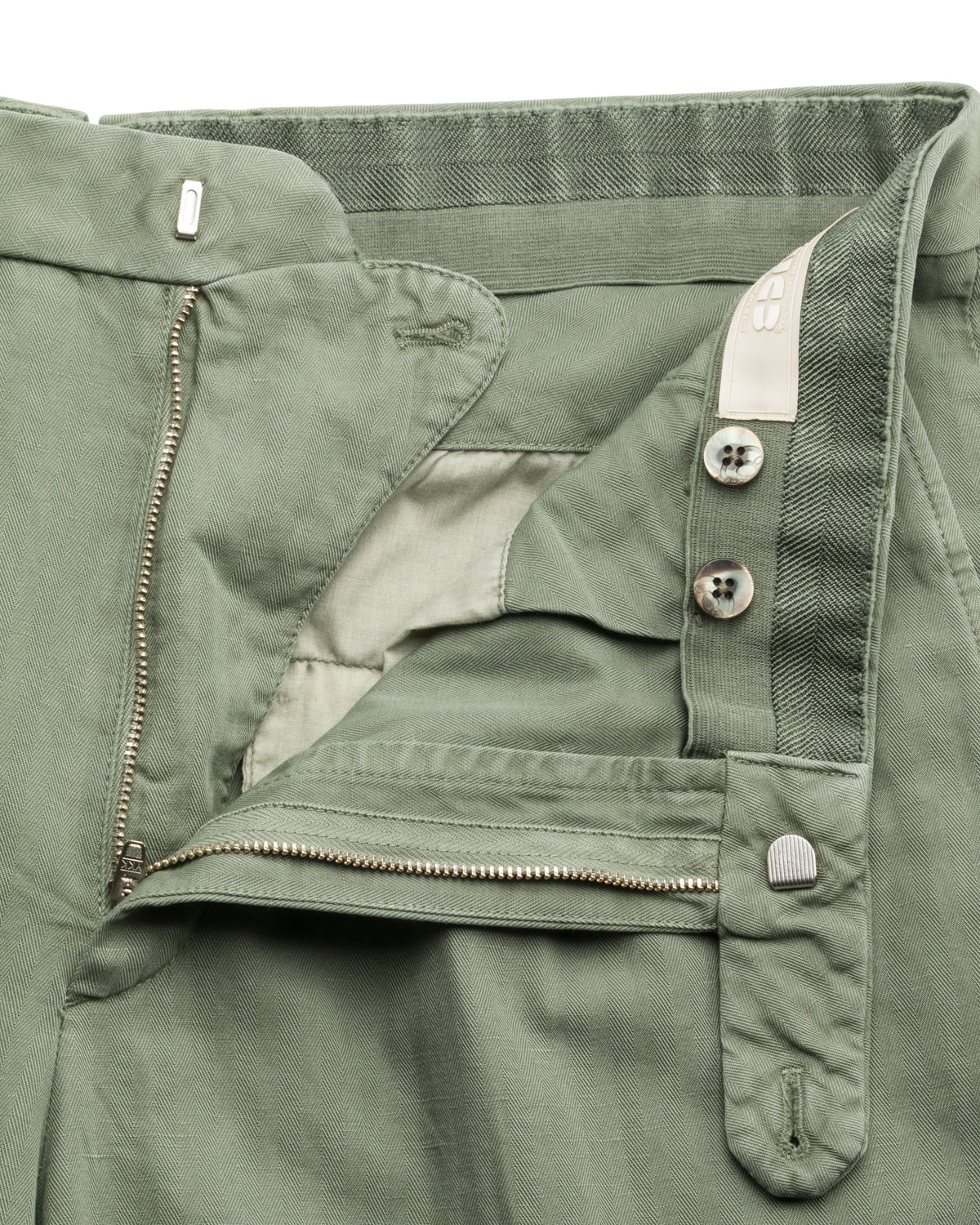 Cropped trousers, cotton linen, herringbone, relaxed slim fit