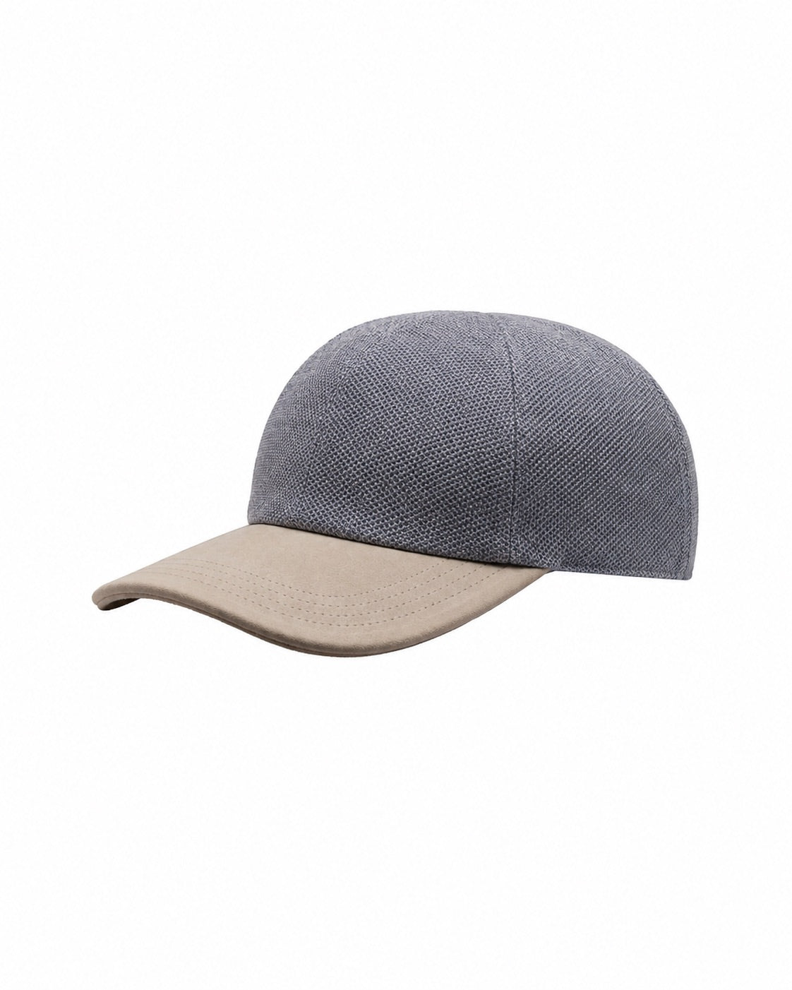 Linen-silk baseball cap with leather details
