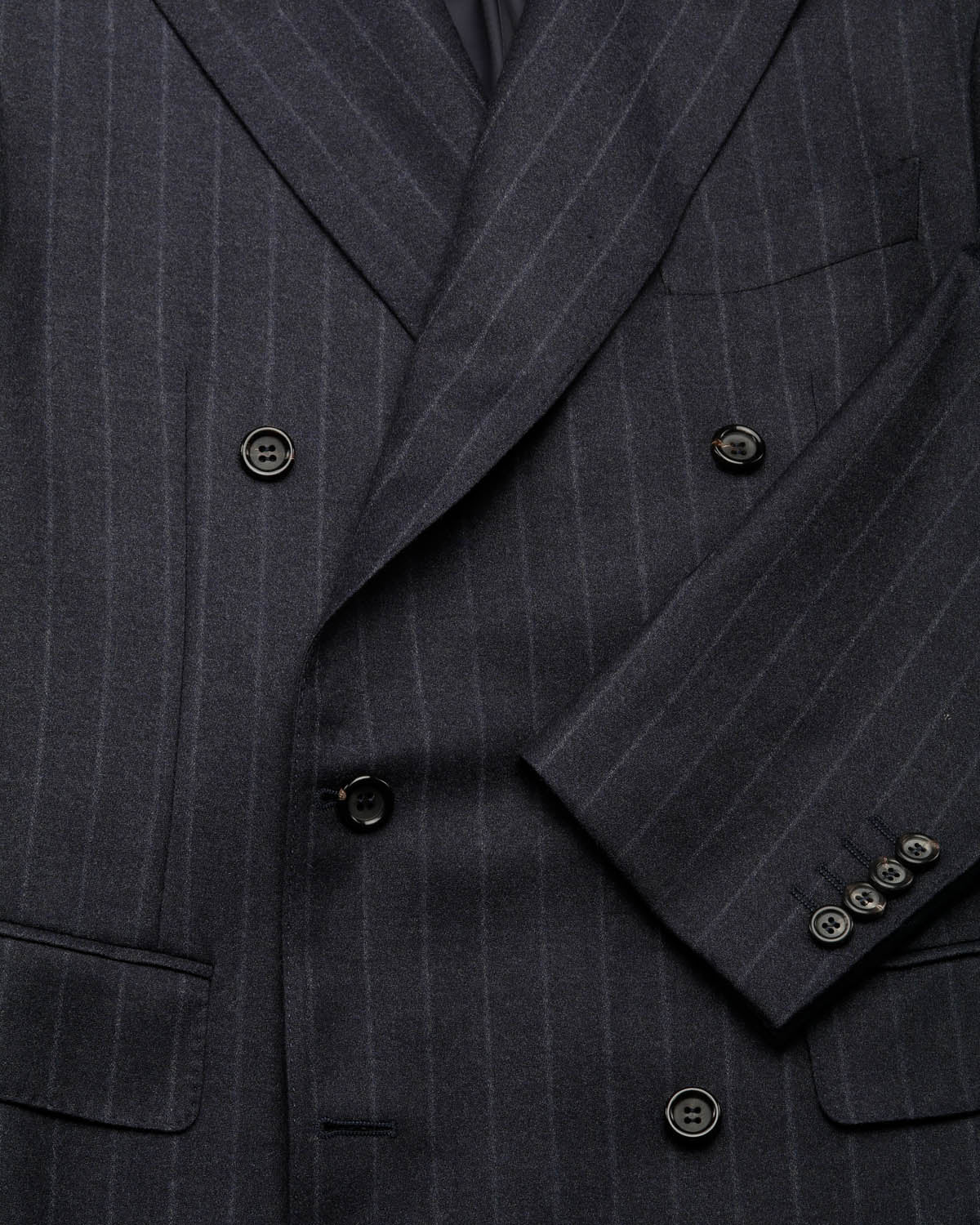 Pinstripe double-breasted wool suit