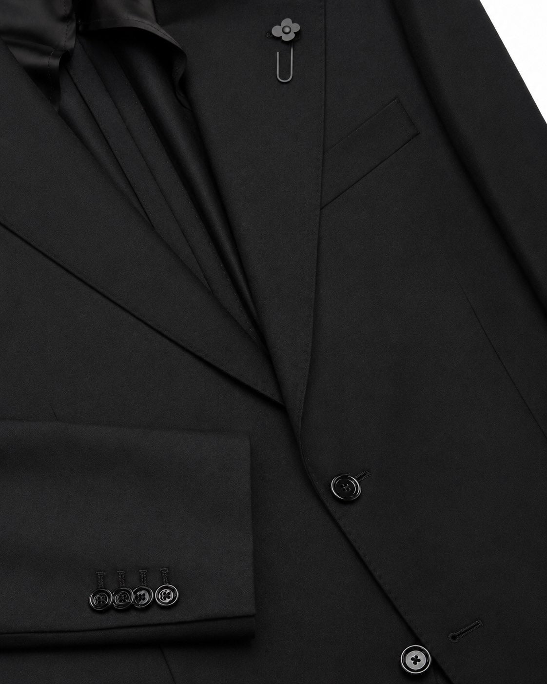 Black virgin wool and cashmere suit