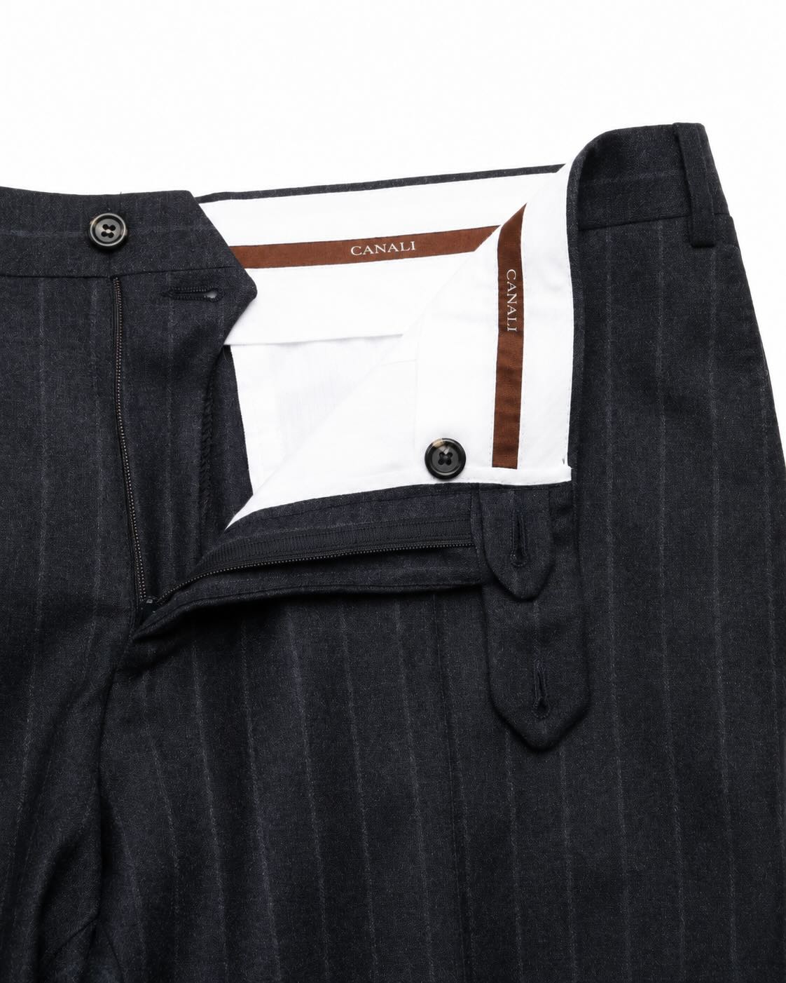 Pinstripe double-breasted wool suit