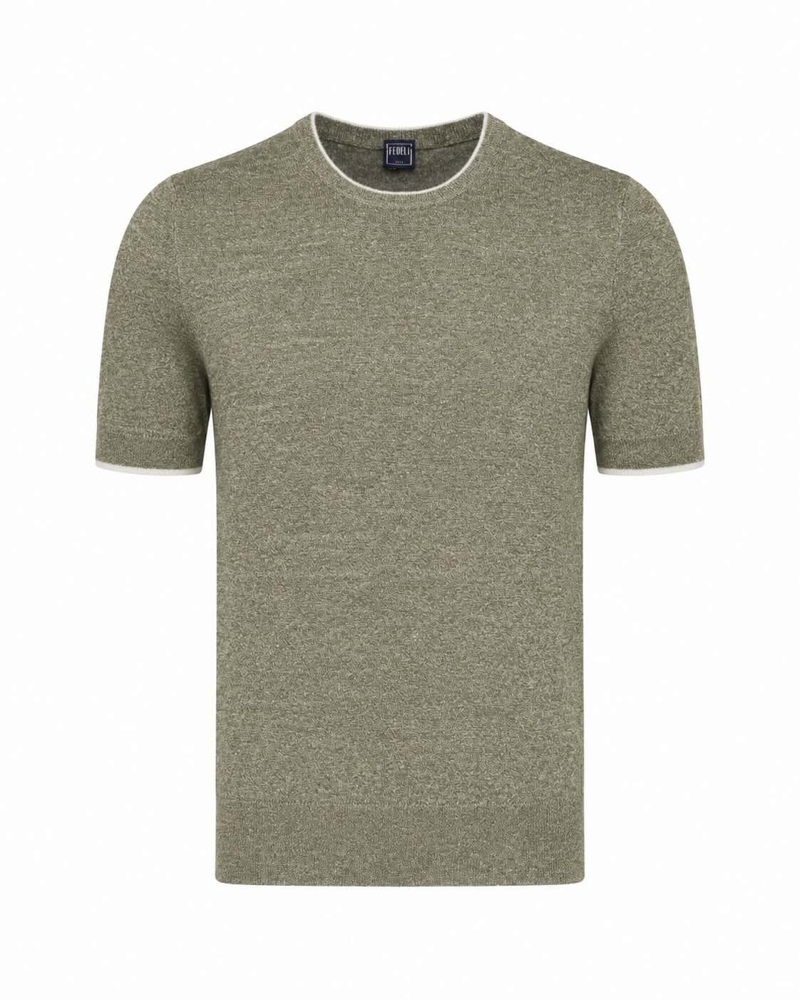Knit T-shirt, linen, cotton, slim fit