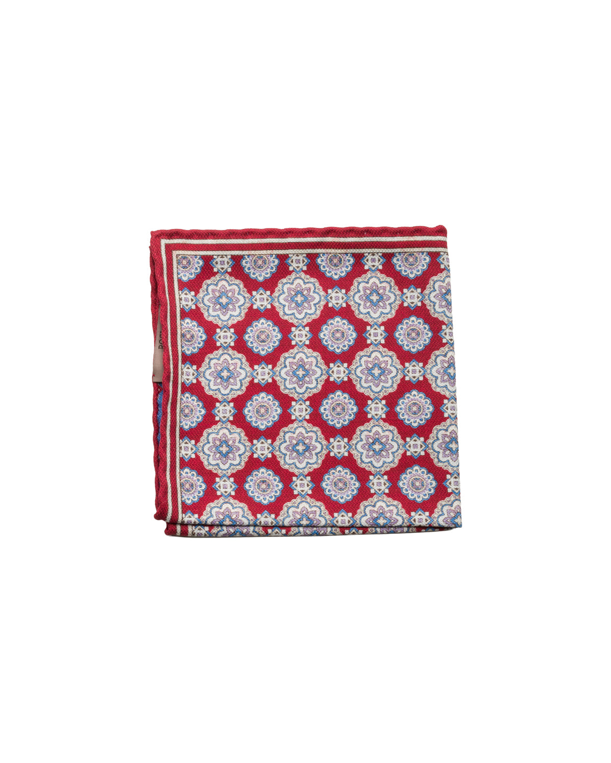 Silk pocket square, double-sided, hand-rolled, red