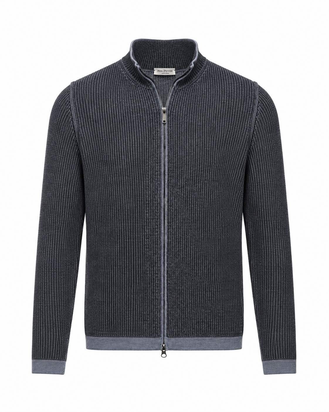 Strickjacke aus Merinowolle und Baumwolle in Hellblau