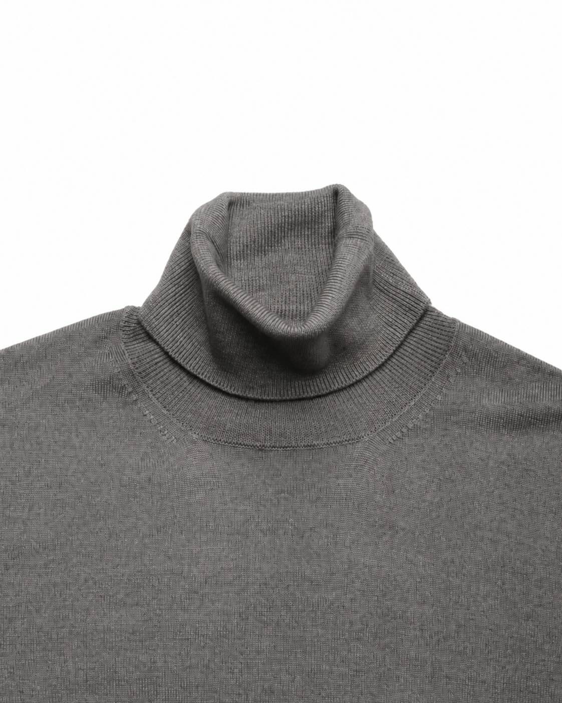 Grauer Rollkragenpullover aus 100 % Extrafine Merinowolle