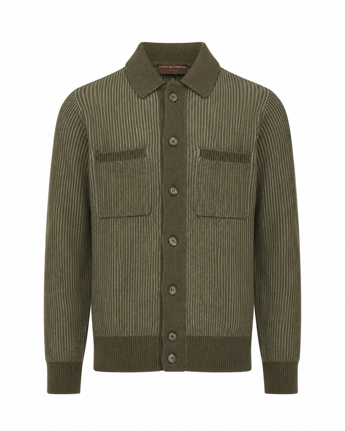 Olivgrünes Overshirt aus Merinowolle und Kaschmir
