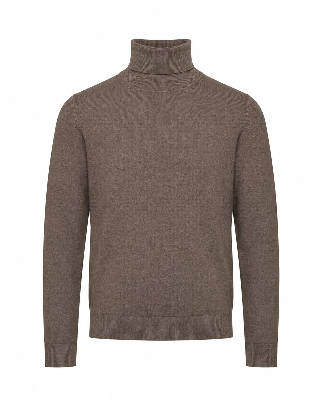 Taupefarbener Rollkragenpullover aus Extrafine Merinowolle