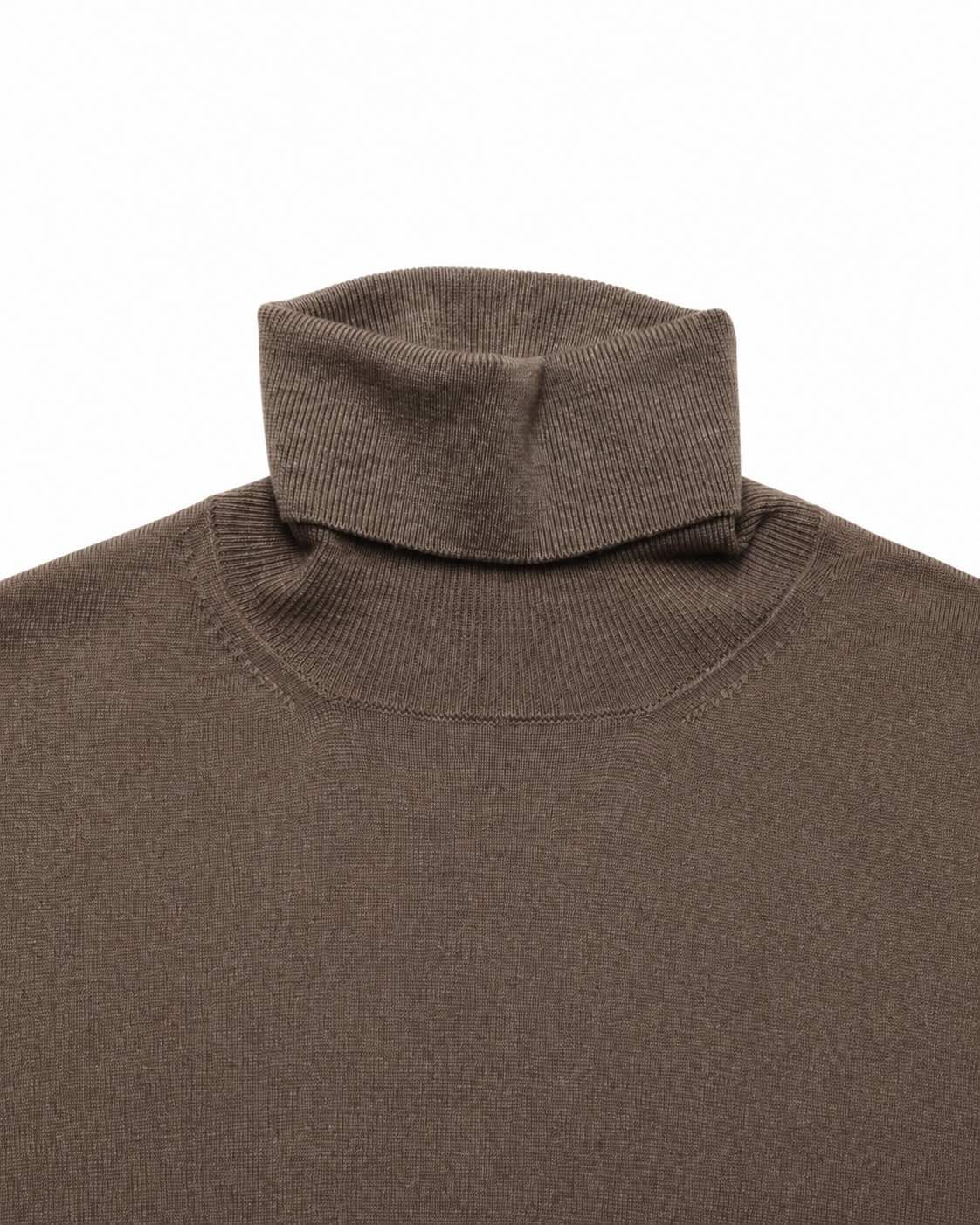 Taupefarbener Rollkragenpullover aus Extrafine Merinowolle