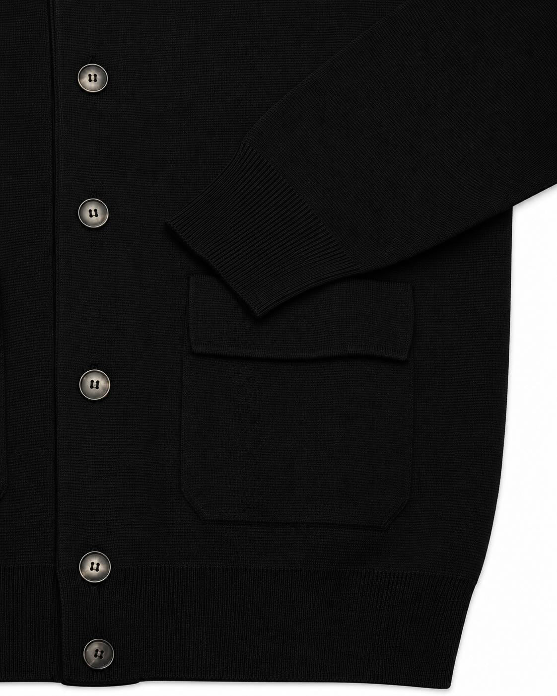 Schwarzes Overshirt aus Superfine Merinowolle
