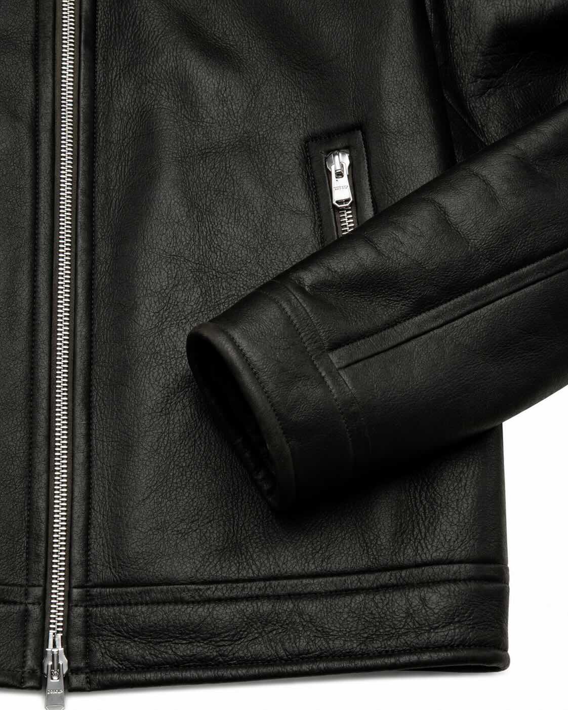 Lambskin leather jacket with shearling
