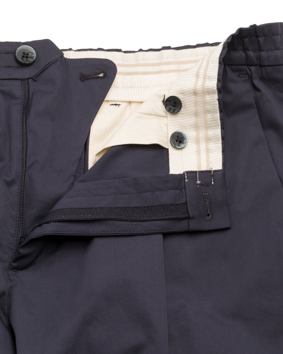 Cotton trousers slim fit elasticated waistband pleats