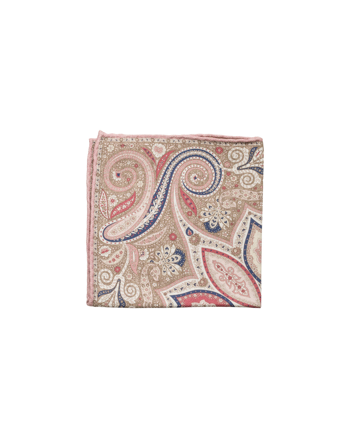 Silk pocket square, double-sided, hand-rolled, olive