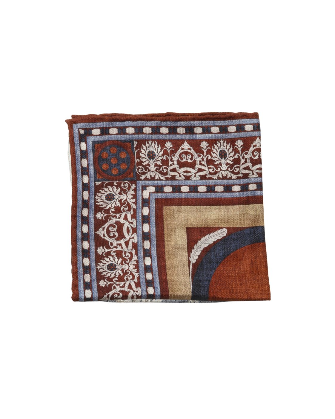 Rostrotes Seideneinstecktuch EASY mit Ornamentmuster