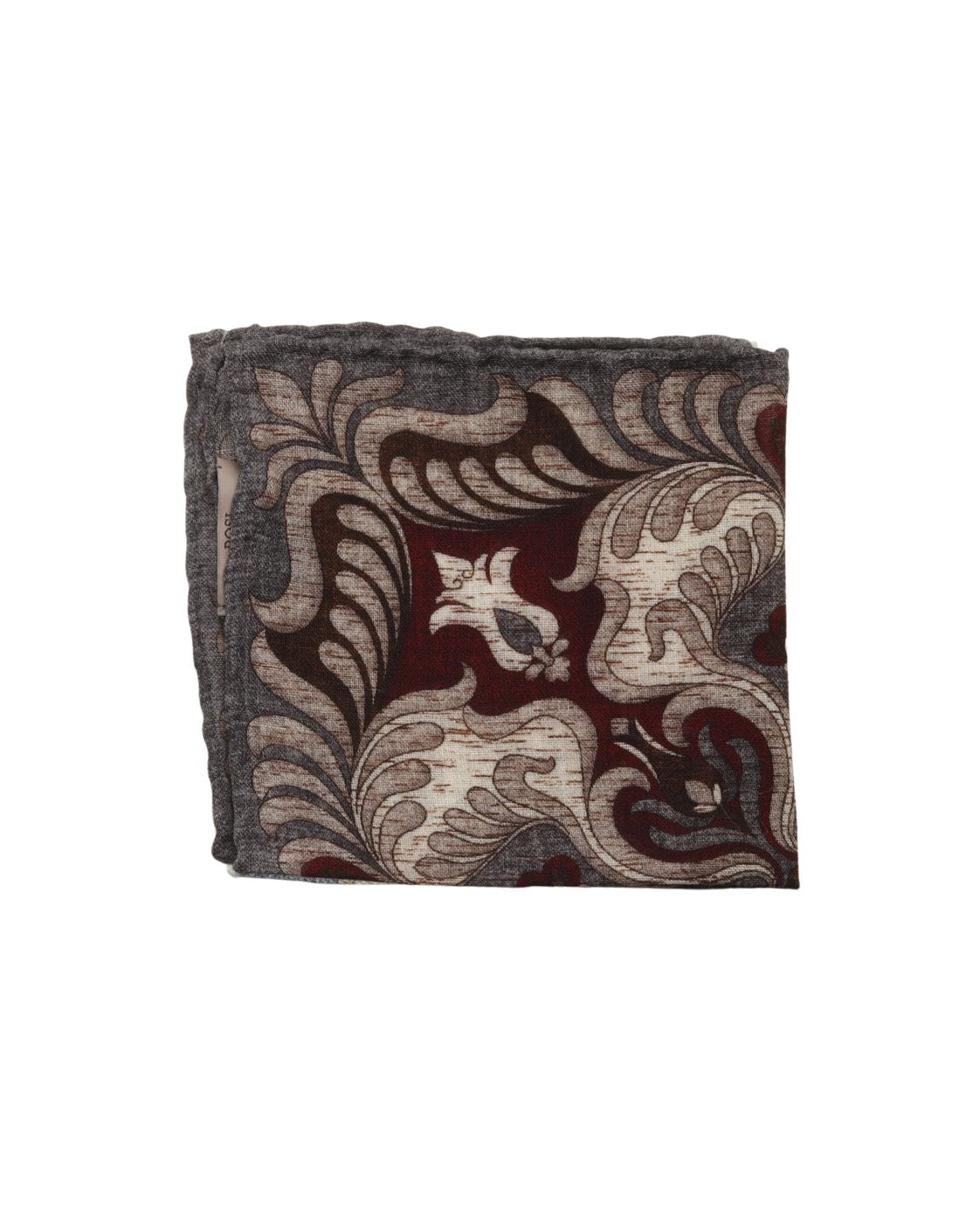 Wool pocket square TED with ornamental leaf pattern