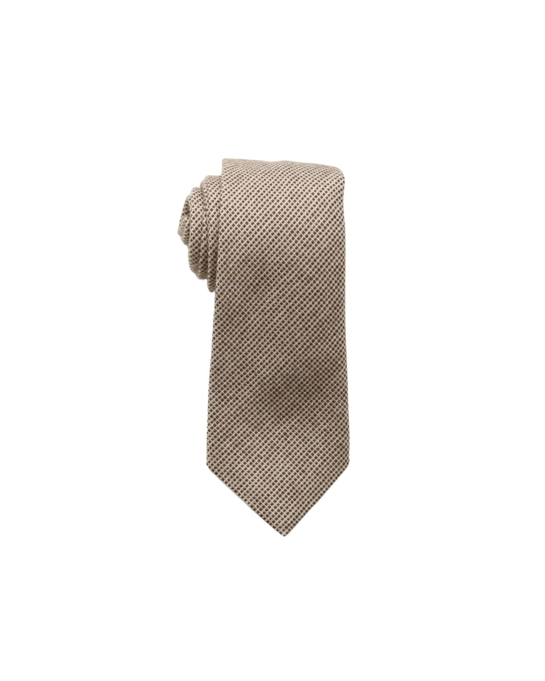 Beige Wollkrawatte MARTIN mit Mikrokaromuster