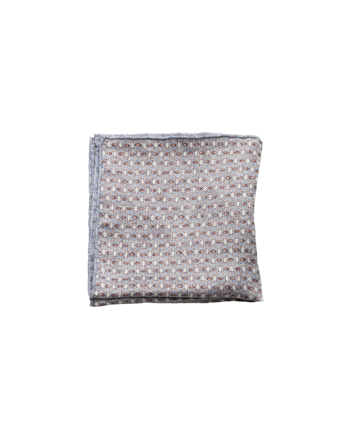 Linen silk pocket square, double-faced, hand-rolled, light blue