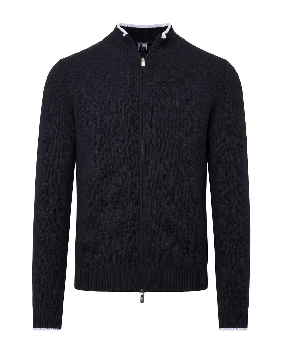 Strickweste Baumwolle Slim Fit mit Stehkragen