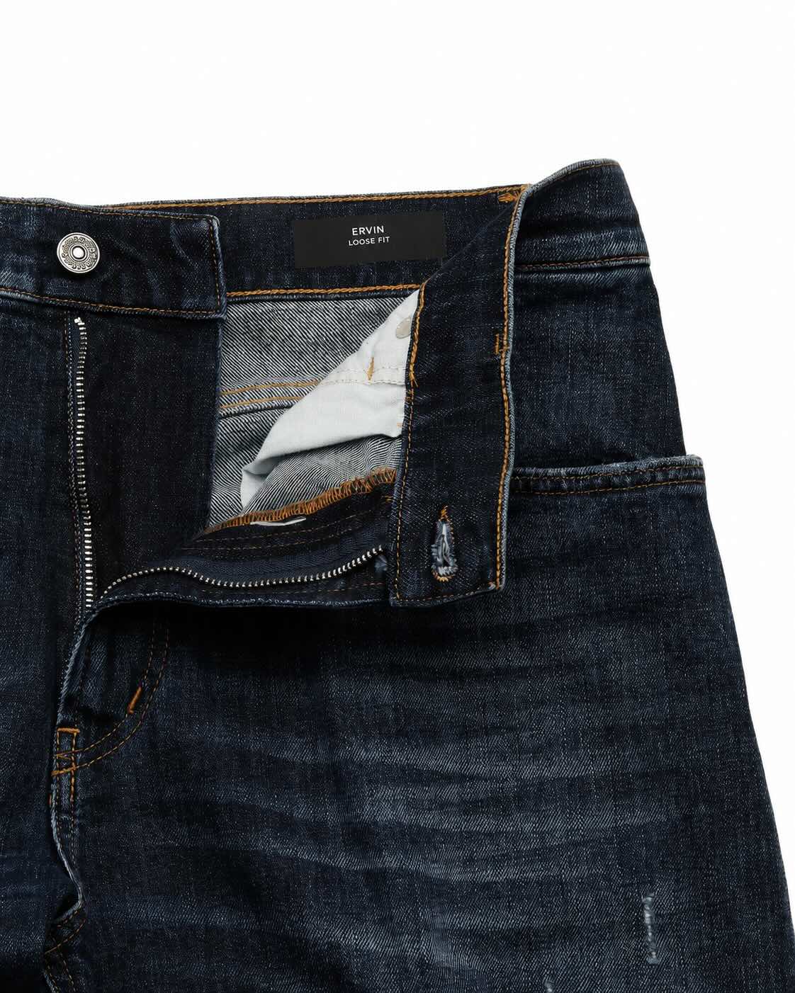 Dunkelblaue Jeans aus Baumwolle im Loose Fit