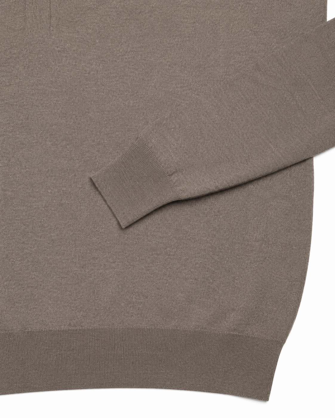 Feinstrick-Langarm-Polo aus Wolle in Grau