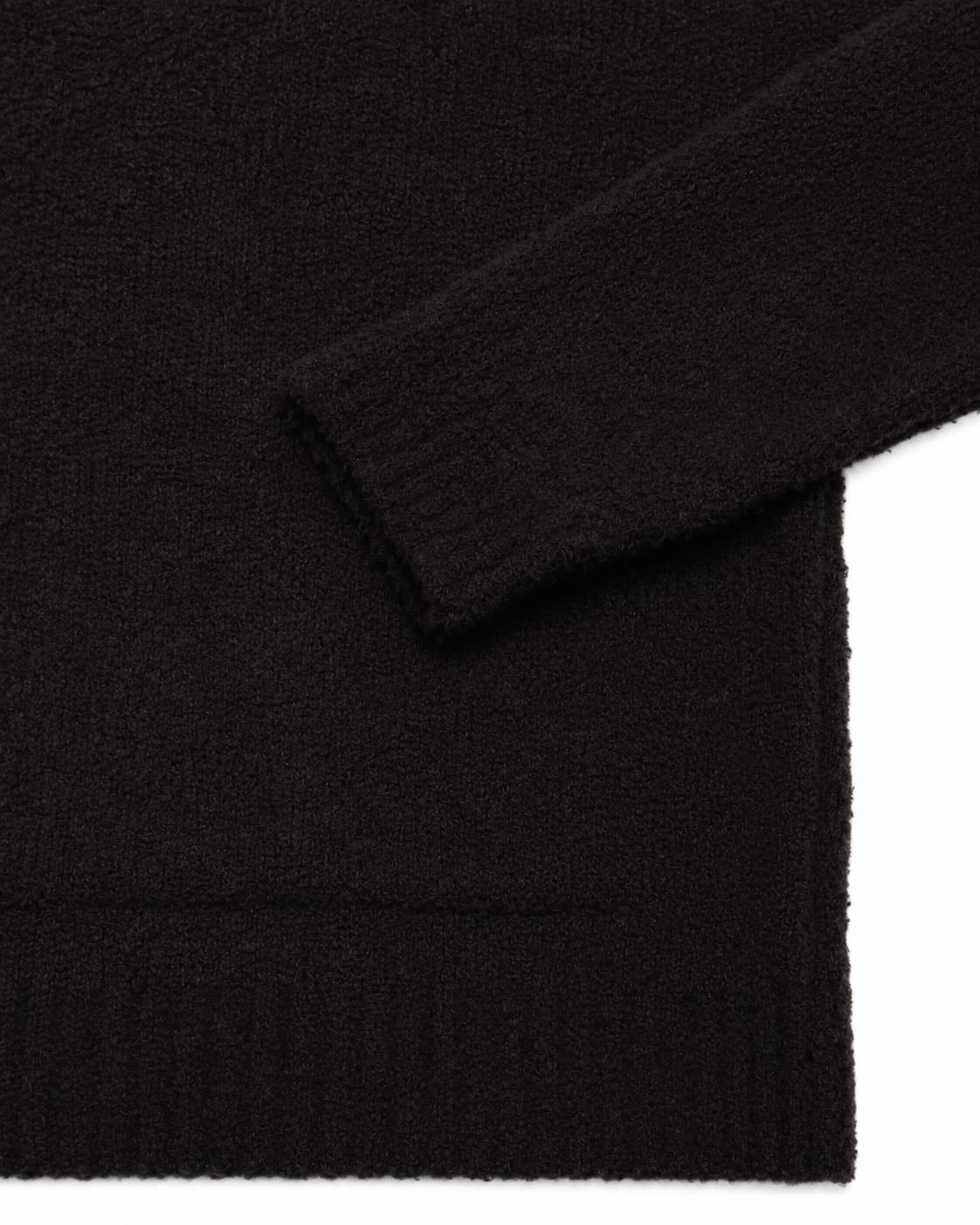 Wool sweater with corduroy collar in dark brown