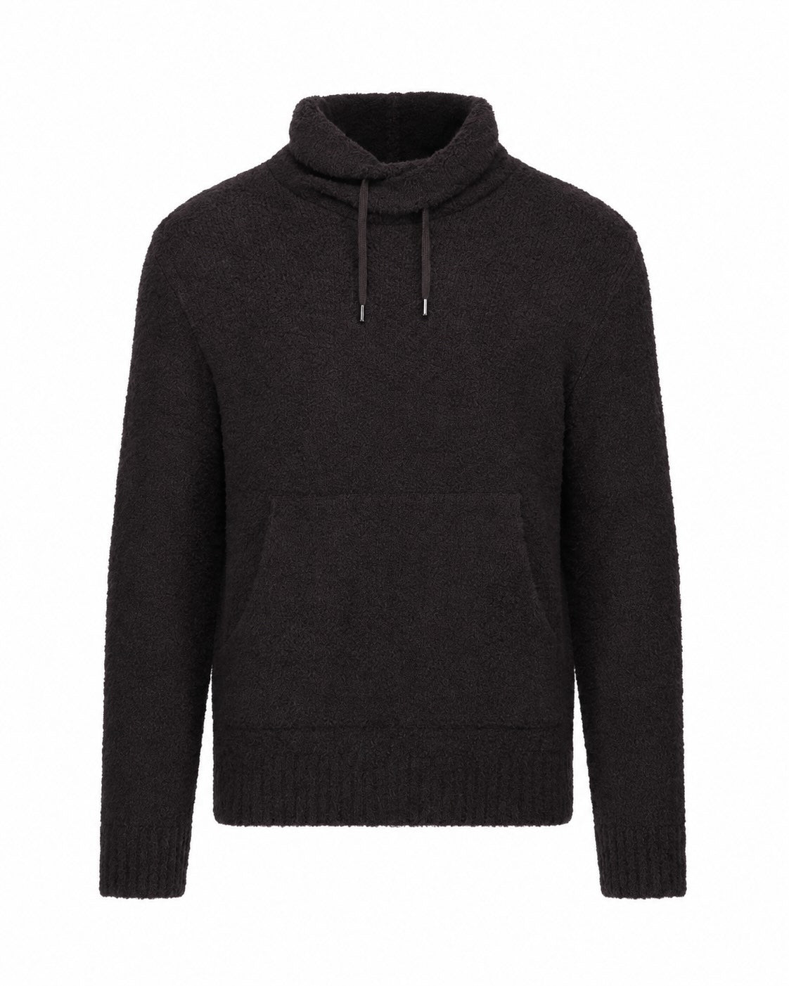 Wool sweater with corduroy collar in dark brown