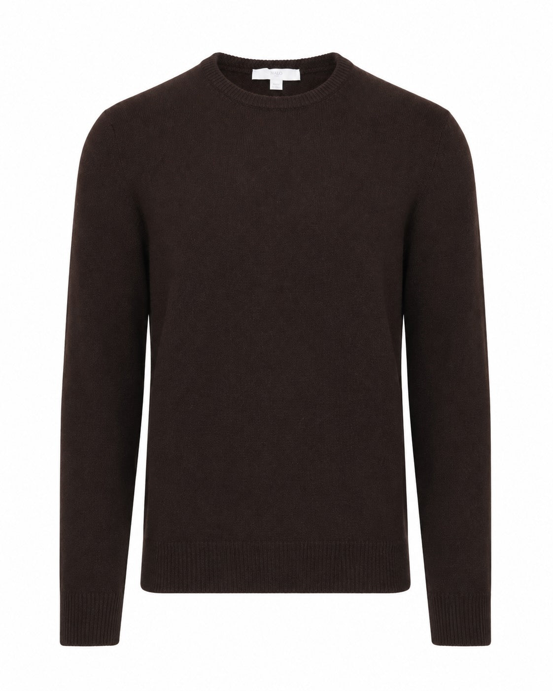 Dark brown cashmere crew-neck sweater