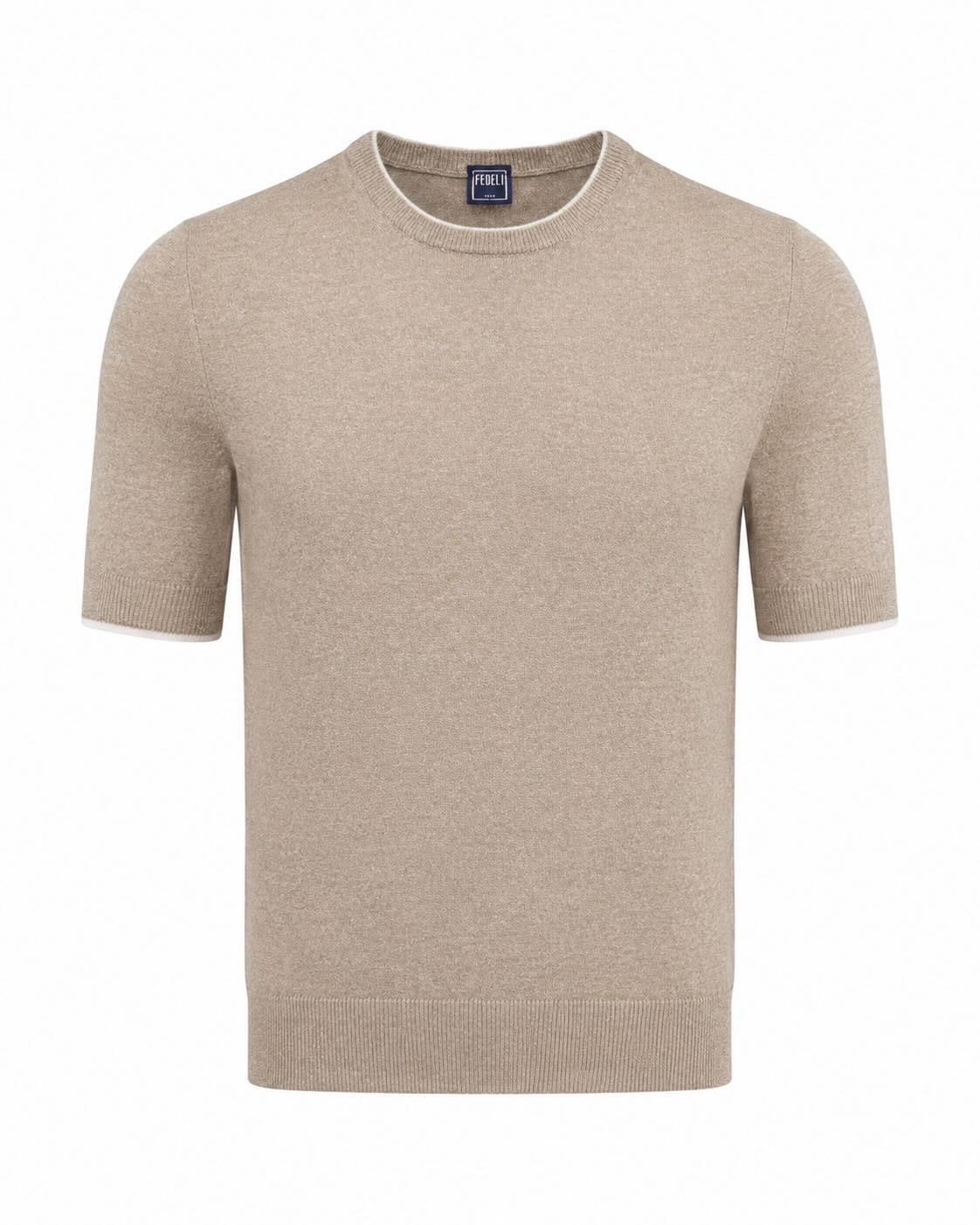 Knit T-shirt, linen, cotton, slim fit