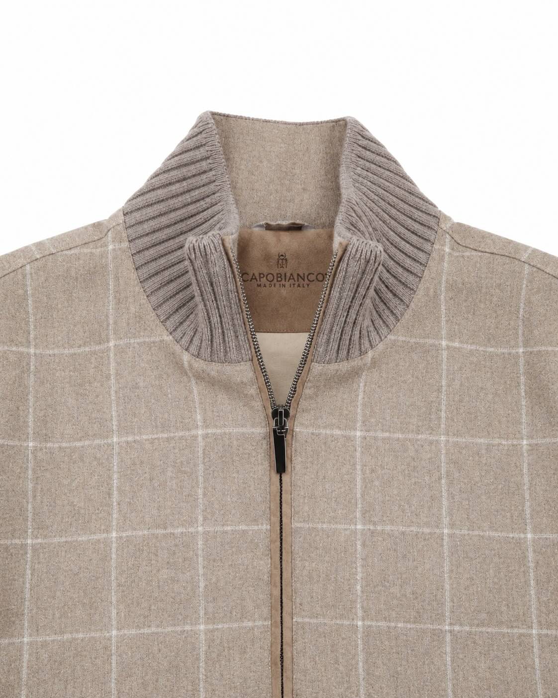 Blouson aus Wolle und Schurwolle in Beige