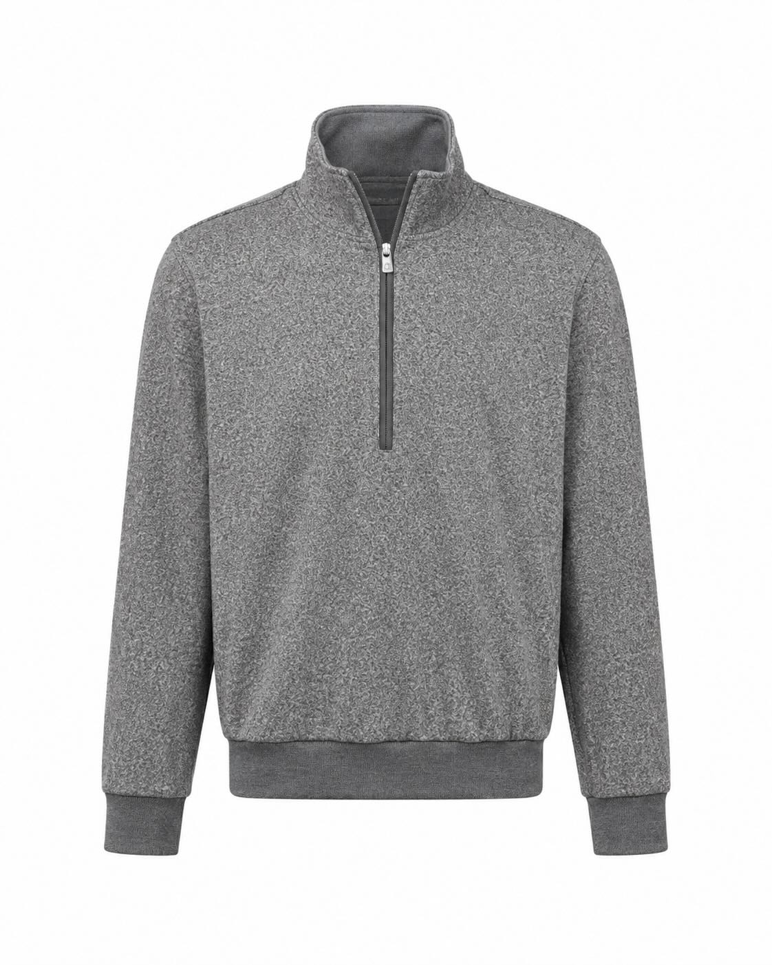 Grey stand-up collar jumper with zip