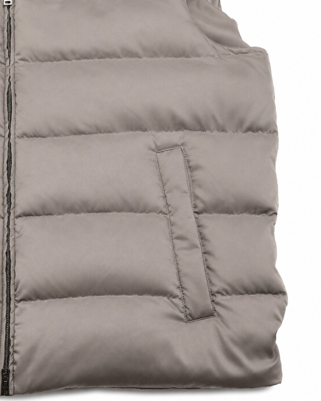 Quilted Gilet with Fur Collar in Beige