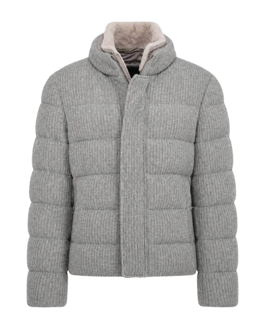 Wolljacke in Grau mit Stehkragen