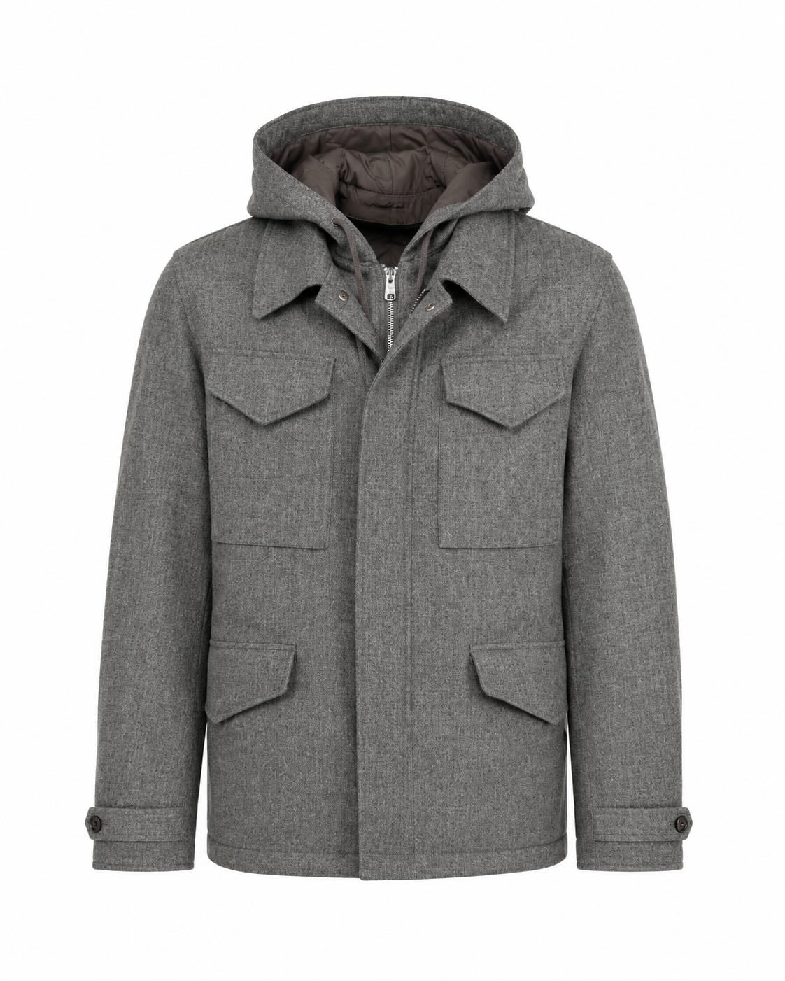 Safari Wool Jacket Slim Fit in Grey