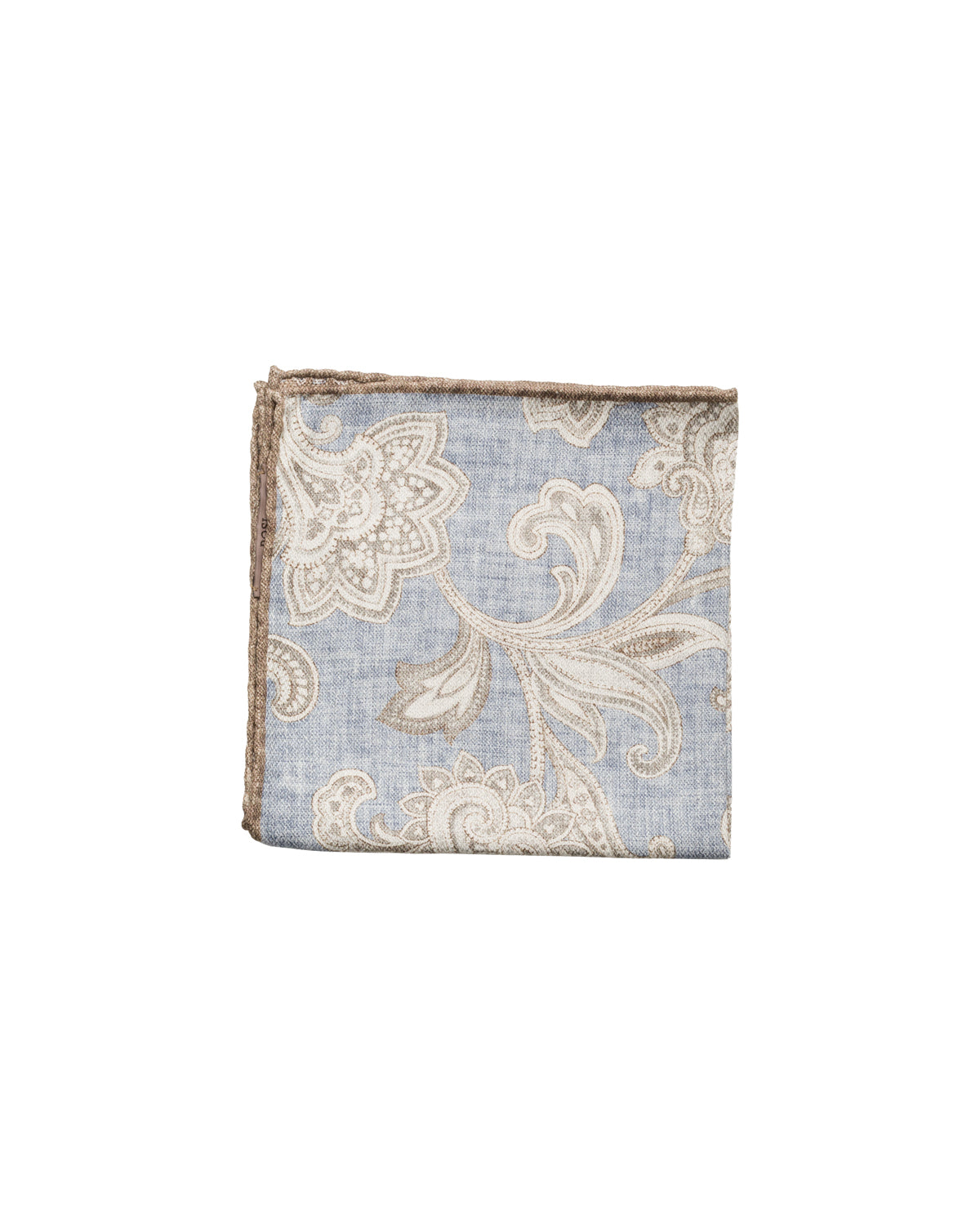 Silk pocket square, double-sided, hand-rolled, light blue