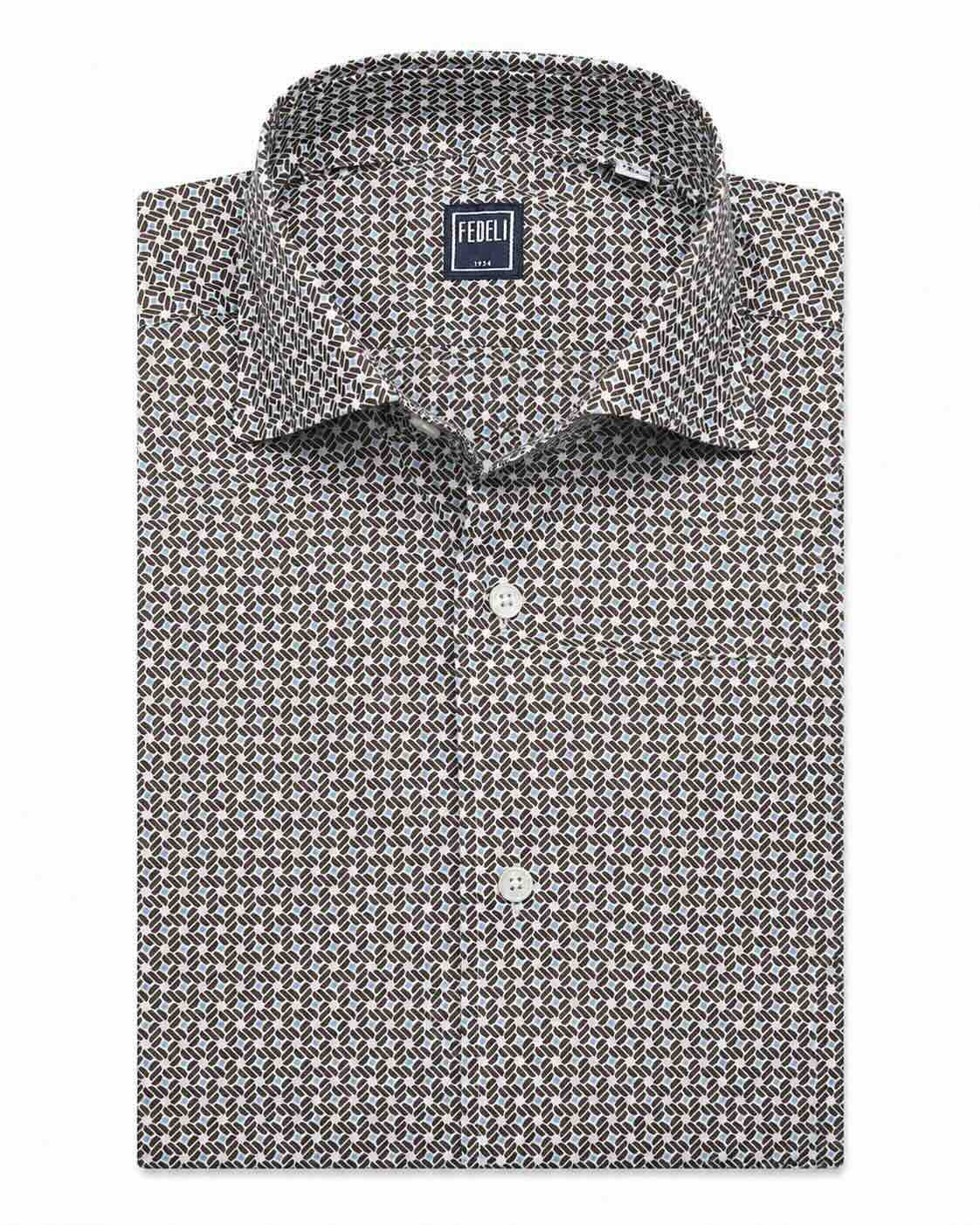 Baumwollstretch Hemd Slim Fit mit Print