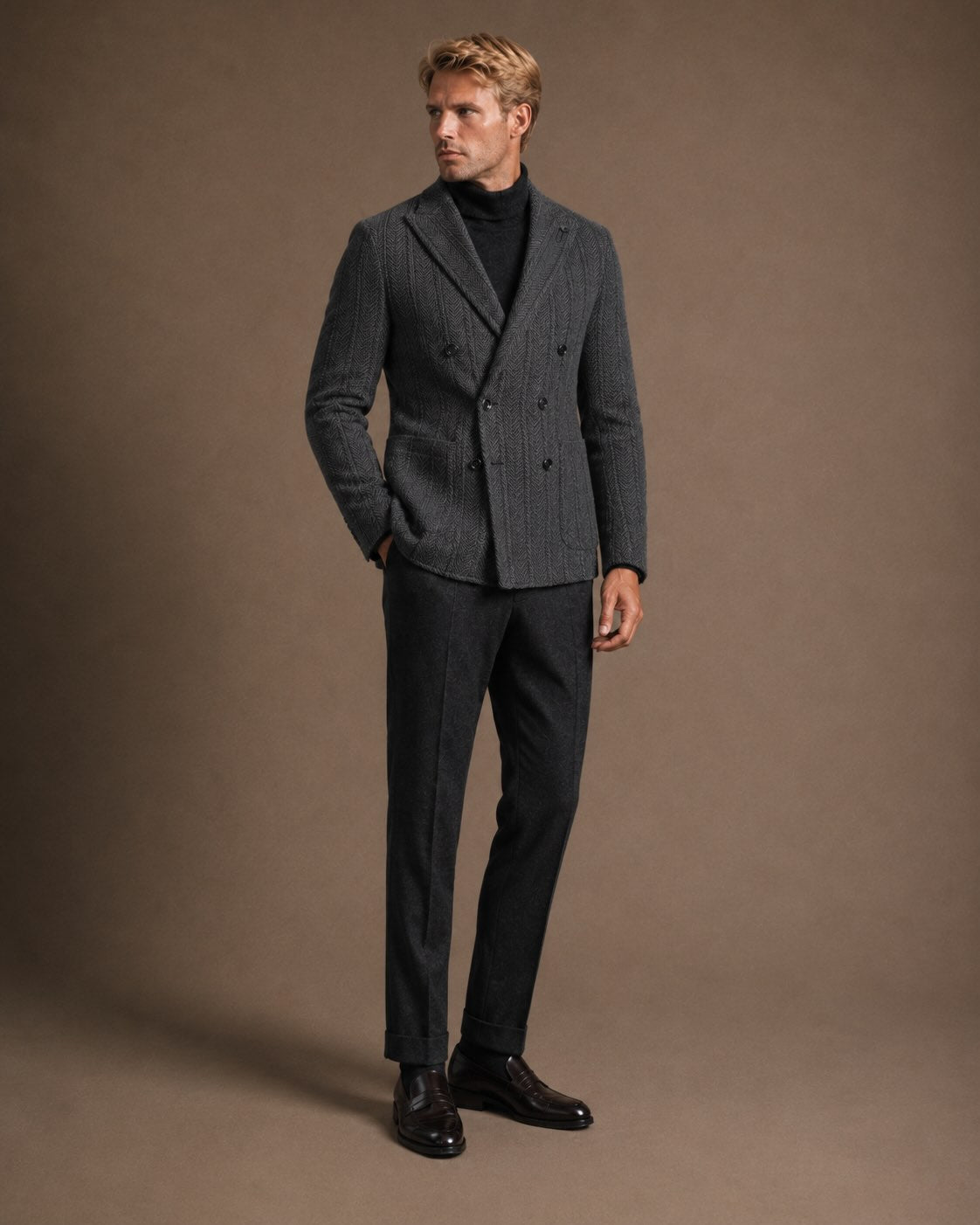 Double-breasted virgin wool blazer
