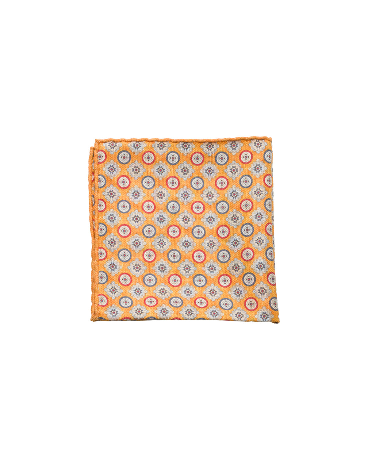 Silk pocket square, double-sided, hand-rolled, yellow