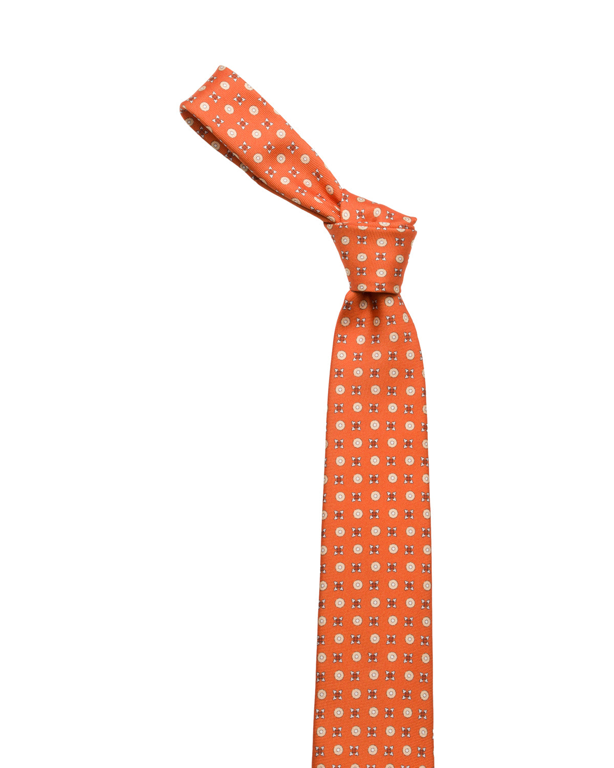 Silk tie with fine pattern, orange